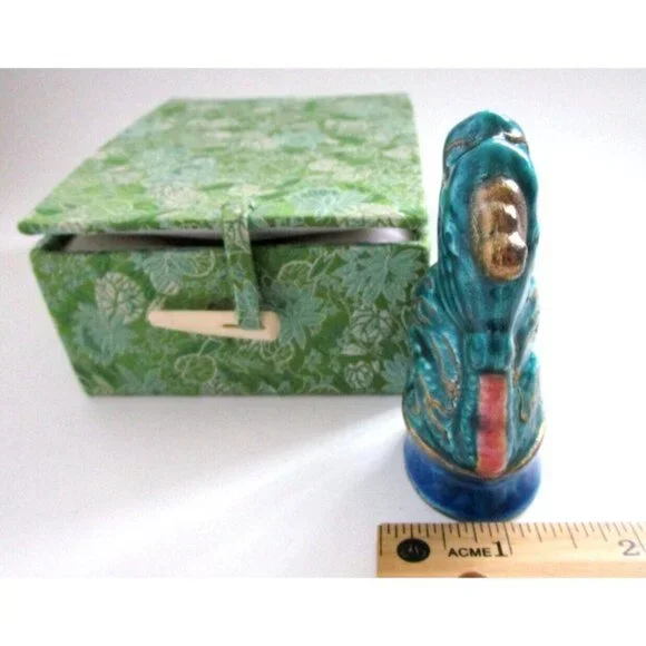 VTG Asian Porcelain QiLin Animal Unicorn Figurine with Box - Blessings & Luck